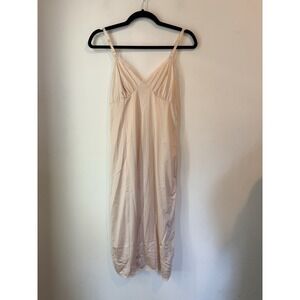 Vintage Dixie Belle Pink Nylon Full Slip Dress Lace Trim USA Size 34